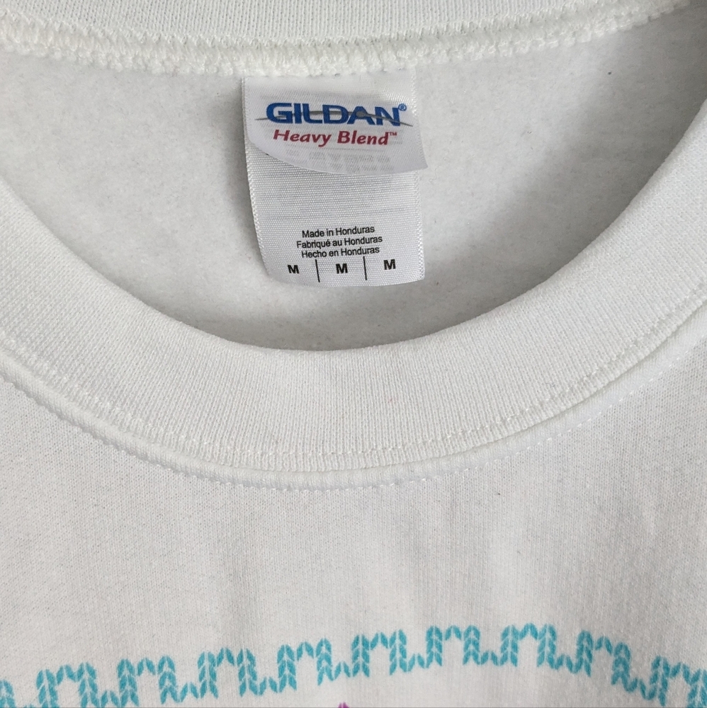 Gildan emoji crewneck long sleeve white sweater sweatshirt unisex Medium - Picture 4 of 5